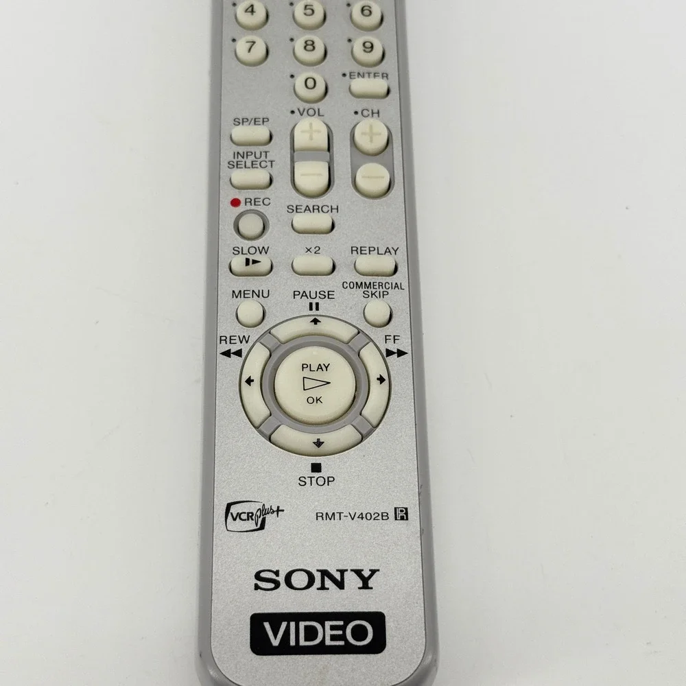 Sony VCR Remote Control Silver Plastic RMT-V402B VCR Plus+